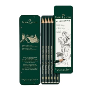 Set de creioane Faber-Castell Castell 9000, 6 bucati, diverse dureti