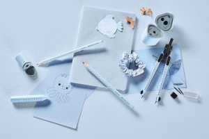 Set de creioane Faber-Castell Jumbo Grip, 3 piese, ergonomice, culoare sky blue - Img 8