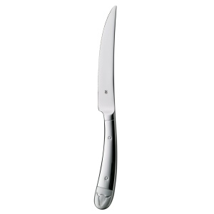 Set de cutite de friptura WMF 6 bucati cutit de pizza otel inoxidabil Cromargan lustruit margine zimtata se poate spala masini de spalat vase in cutie - Img 6