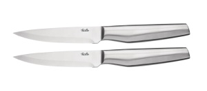 Set de cutite pentru friptura Fissler Essential/otel inoxidabil, 2 piese (11 cm) cu margine zimtata, otel inoxidabil, poate fi spalat in masina de spalat vase, la indemana