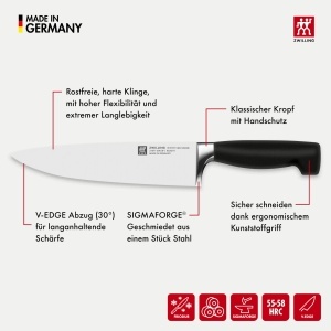 Set de cutite ZWILLING Vier Sterne cu bloc autoascutitor, 7 piese, gri - Img 5