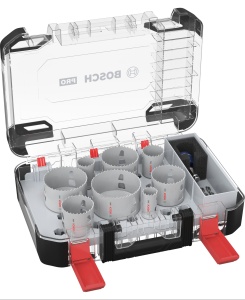 Set de ferastrau cu gaura Bosch 11x PRO Multi Material Power Change Plus - Carcasa transparenta (pentru lemn de esenta moale, gips-carton, O 25, 32, 40, 54, 60, 68, 76, 86 mm, accesorii profesionale Masina de gaurit/surubelnita)