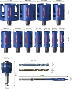Set de feronerie Bosch EXPERT Construction Material PC Plus, 15 piese, 20-76 mm - Img 2