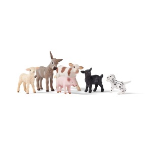 Set de Figurine Schleich Ferma - 6 Piese, Include Dalmatian, Porc, Capra, Miel si Iepuras - Img 1