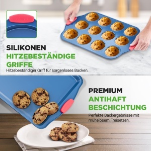Set de forme de copt NutriChef 8 piese, antiaderente, rezistente la 230C, albastru - Img 4