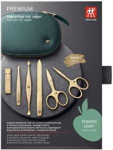 Set de ingrijire a unghiilor ZWILLING 6 piese, etui din piele de mar verde, premium - Img 6
