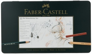 Set de instrumente de desen Faber-Castell Pitt Monochrome 33 piese in cutie metalica - Img 3