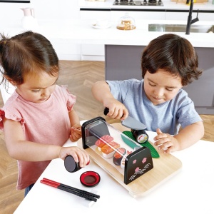 Set de joaca Hape Sushi pentru copii accesorii bucatarie 6 rulouri joc de rol - Img 4