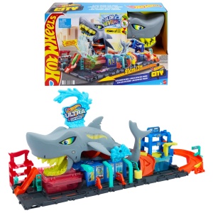 Set de joaca Hot Wheels - Autowaschanlage cu efect de schimbare a culorii, model HTN82