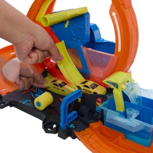 Set de joaca Hot Wheels City Mega Loop cu spalatorie auto si vehicul Color Shifters - Img 6