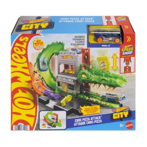 Set de Joaca Hot Wheels Croc Pizza Attack cu Masinuta 164, Detalii Interactive - Img 7