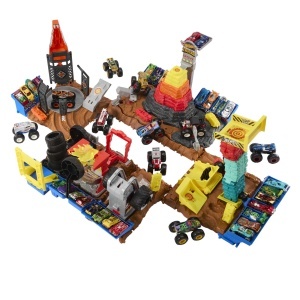 Set de joaca Hot Wheels Monster Trucks Arena Smashers HNB93 cu Tigerhai 2 masini incluse baza mobila - Img 4