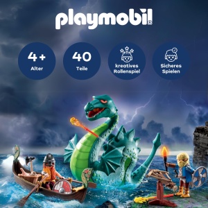Set de Joaca PLAYMOBIL cu Vikingi si Monstru Marin, 71830, Jucarie Creativa pentru Copii de la 4 Ani - Img 2
