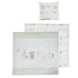Set de lenjerie pentru bebelusi roba Woodland Buddies, 100 bumbac, 80x80 cm, pastel verde - Img 16