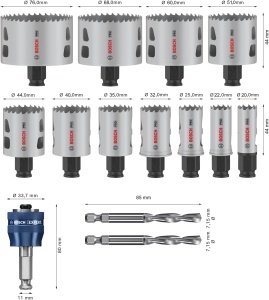 Set de Lochsage Bosch PRO Multi Material 14x, 20-76 mm, pentru lemn si metal - Img 3