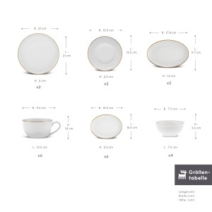 Set de Masa Karaca Elegance Bone Marcelo pentru 6 Persoane, 26 Piese, Alb cu Detalii Aurii - Img 2