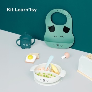 Set de masa pentru bebelusi Babymoov LEARNISY Fuchs - 4 piese din silicon, cu suzeta si laturi ajustabile - Img 2