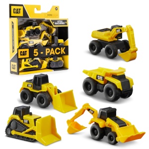 Set de Masini de Constructie CAT Little Machines cu 5 Vehicule Mini, 7.5 cm
