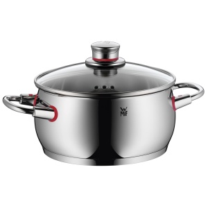 Set de oale cu inductie de calitate WMF 5 bucati, set de oale de gatit cu capac de sticla, otel inoxidabil Cromargan lustruit, set de oale cu inductie neacoperite, deschidere cu abur - Img 6