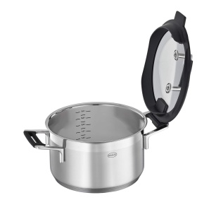 Set de oale ROSLE SILENCE PRO 4 bucati set de oale universale de inalta calitate cu 3 cratite si 1 cratita otel inoxidabil 1810 capac din sticla scala - Img 3