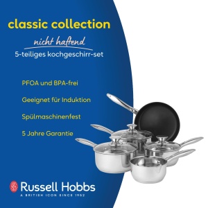 Set de oale si tigai Russell Hobbs 5 piese, inox antiaderent, pentru toate tipurile de plite - Img 2