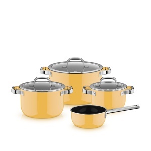 Set de oale WMF Fusiontec Mineral Pro 4 piese material durabil si rezistent la zgarieturi Mango Yellow