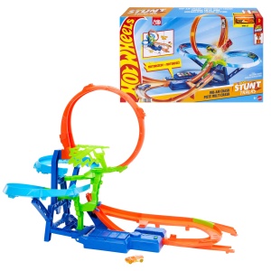 Set de Pista Hot Wheels cu Accelerare, Model JKJ78, Include 1 Masinuta, Pista cu Looping