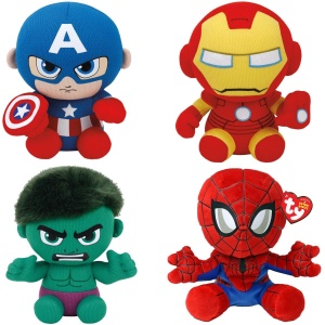 Set de Plus Marvel Supereroi Ty - 4 Figurine, 20 cm, Moale si Colorate