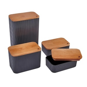 Set de recipiente de depozitare Karaca Massimo, 4 piese, 2L, 1L, antracit - Img 5