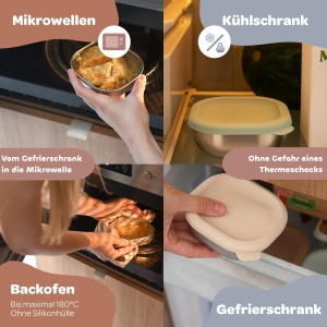 Set de recipiente din otel inoxidabil BEABA 3 cutii, 250 ml, BPA-free, reutilizabile - Img 5