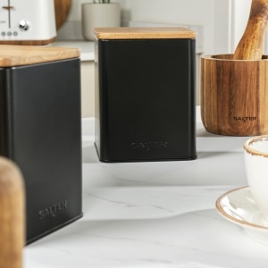Set de recipiente Salter Toronto, 4 piese, negru mat, cu capac din acacia - Img 8