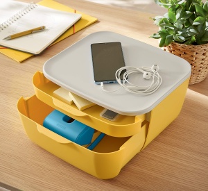 Set de sertare Leitz Cosy, 2 compartimente, galben cald, design modern - Img 2