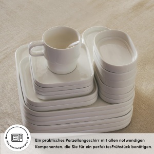 Set de Servire pentru Mic Dejun Karaca Cubique, 35 Piese, Alb, pentru 6 Persoane - Img 2