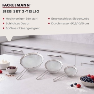 Set de site din inox Fackelmann 3 piese, spatiu de lucru eficient, usor de curatat - Img 2