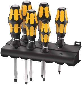 Set de surubelnite Wera 9329186 Kraftform Plus, 6 piese, cu suport de perete