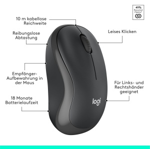 Set de tastatura si mouse wireless Logitech MK295 cu tehnologie SilentTouch, taste de comanda rapida, ghidare optica, receptor nano USB, conexiune wireless fara intarziere, aspect QWERTZ - Grafit, PC - Img 8