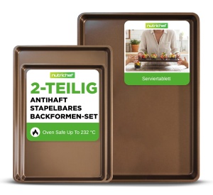 Set de Tavi de Copt NutriChef 3 Piese - Antiaderente, Karbonstahl, Hitzebestandig