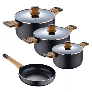 Set de tigai BERGNER Earth Black, 7 piese, aluminiu, antiaderent, negru