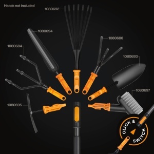 Set de unelte pentru gradinarit Fiskars OneClick - Foarfeca de tuns si taietor de ramuri, 2 manere, negruportocaliu - Img 7