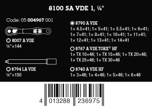 Set de unelte Wera 05004967001 8100 SA VDE 1, 22 piese, izolat, 14 - Img 2