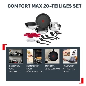 Set de Vase Tefal Ingenio Comfort Max, 20 piese, inox, antiaderent - Img 3
