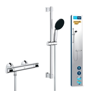 Set dus GROHE Precision Flow, termostat, 1 jet, crom, 175 cm furtun
