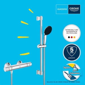 Set dus GROHE Precision Start cu termostat, crom, 3 tipuri de jet, 1.75m furtun - Img 3
