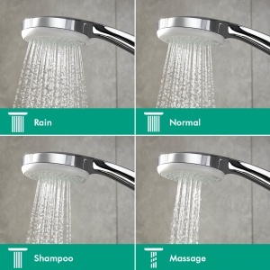Set dus hansgrohe Croma 100, 4 tipuri de jet, lungime 0,90m, crom - Img 3
