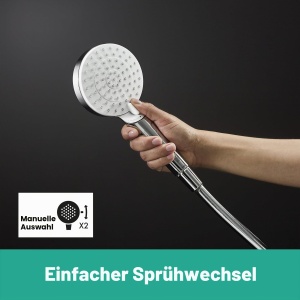 Set dus hansgrohe Crometta cu dusca de 100 mm, 2 tipuri de jet, alb crom - Img 5