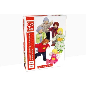 Set Familie de Papusi Hape 6 Membri Flexibile din Lemn pentru Casa de Papusi - Img 5