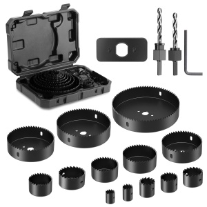 Set fierastrau circular HYCHIKA, 19 piese, diametru 19-127 mm, pentru lemn si PVC, cu accesorii incluse