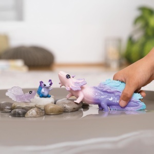 Set Figurine Axolotl Mama si Bebei Schleich BAYALA - 3 Piese, Culori Stralucitoare - Img 2