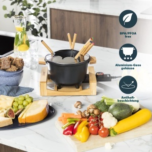 Set Fondue Princess 173025, 1.5 L pentru 8 persoane, cu termostat ajustabil, design bambus - Img 4