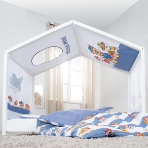 Set husa pentru pat Montessori roba 70x140 cm, design Paw Patrol, cu buzunare si fereastra decorativa - Img 6